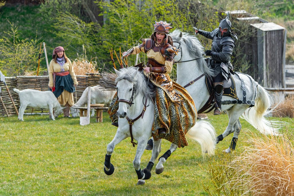 horse ridding in the viking village