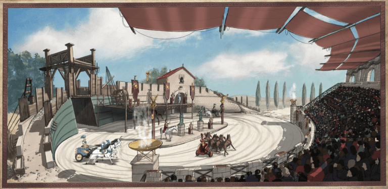 An artist impression of a roman chariot-racing ampitheatre